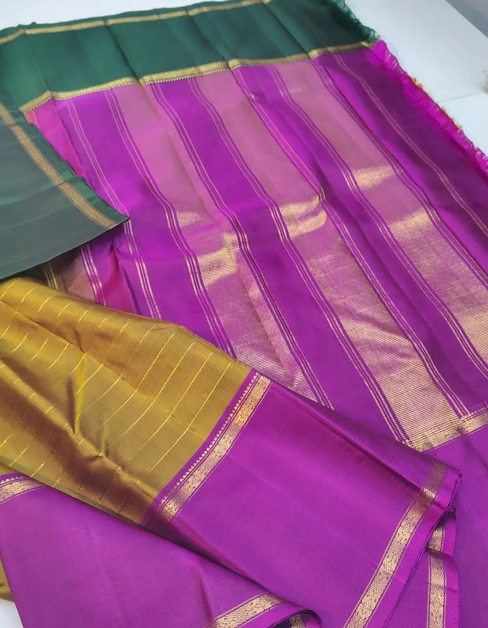 Emerald Magenta Ganga Jamuna Kanchipuram Silk Saree